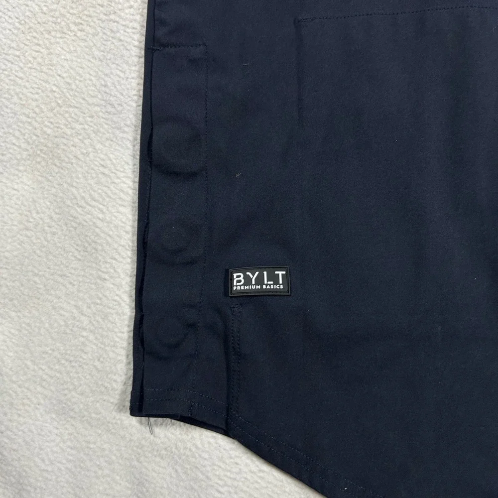 BYLT Elite Fairway Pullover Mens XXL Navy Blue‎ Snap Neck Herringbone Trim